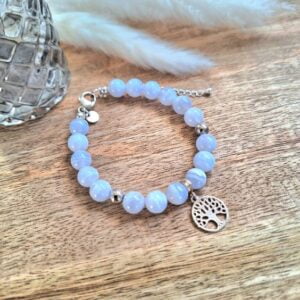 Bracelet calcédoine bleue Arbre de Vie