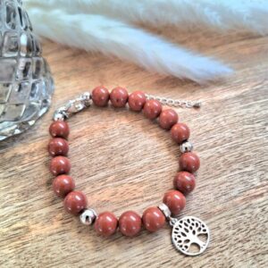 Bracelet jaspe rouge Arbre de Vie