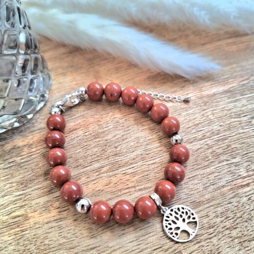 bracelet jaspe rouge arbre de vie