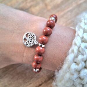 Bracelet jaspe rouge Arbre de Vie
