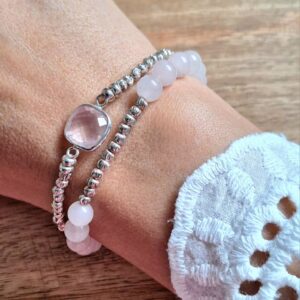 Bracelet quartz rose Double sublime