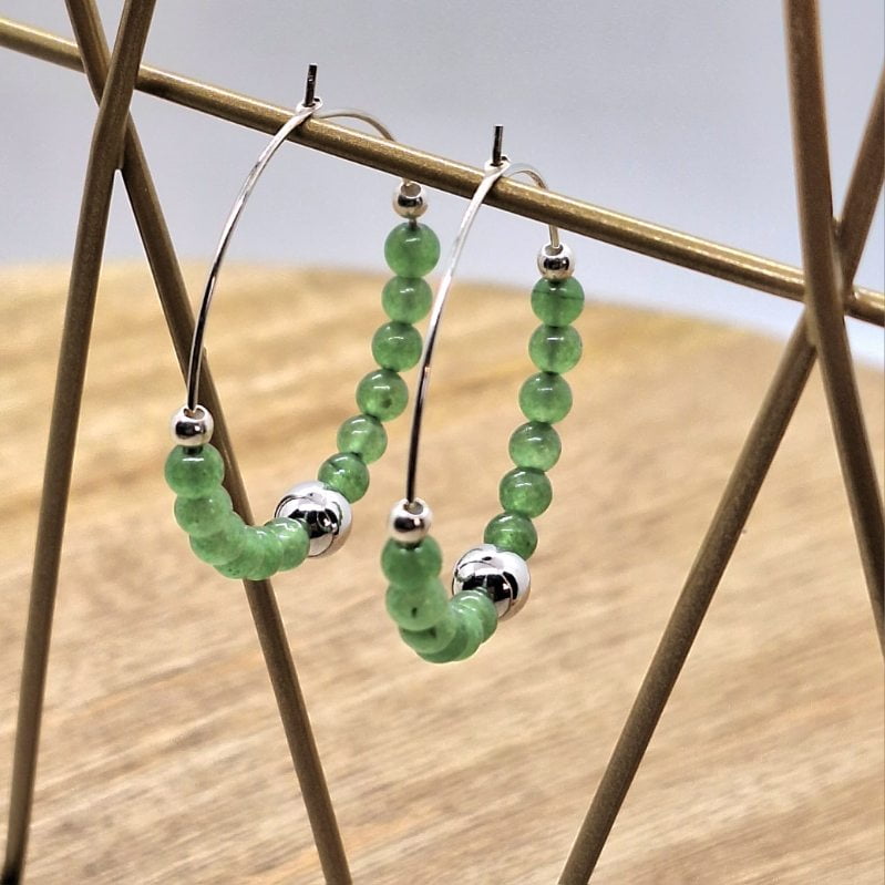 créoles agate verte sphère
