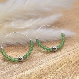 Créoles agate verte Sphère