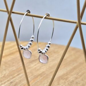 Créoles quartz rose Pépite