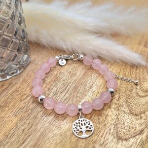 Bracelet quartz rose Arbre de Vie