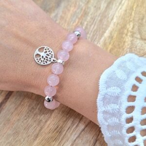 Bracelet quartz rose Arbre de Vie