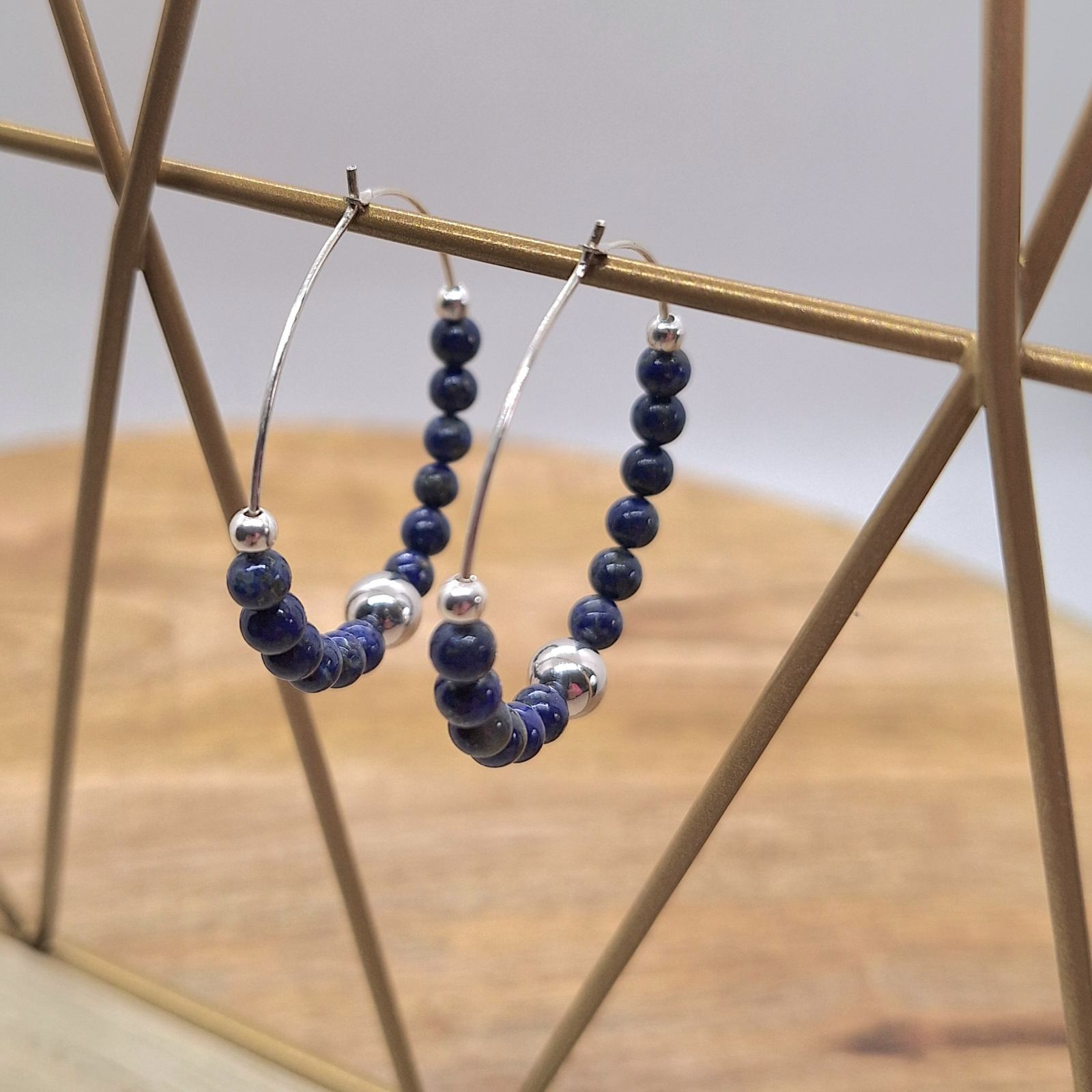 Créoles lapis-lazuli sphère