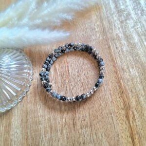 Bracelet obsidienne neige Double éclat