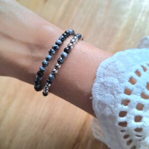 Bracelet obsidienne neige Double éclat