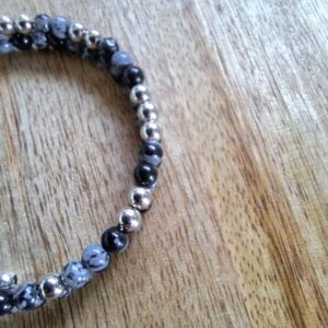 Bracelet obsidienne neige Double éclat